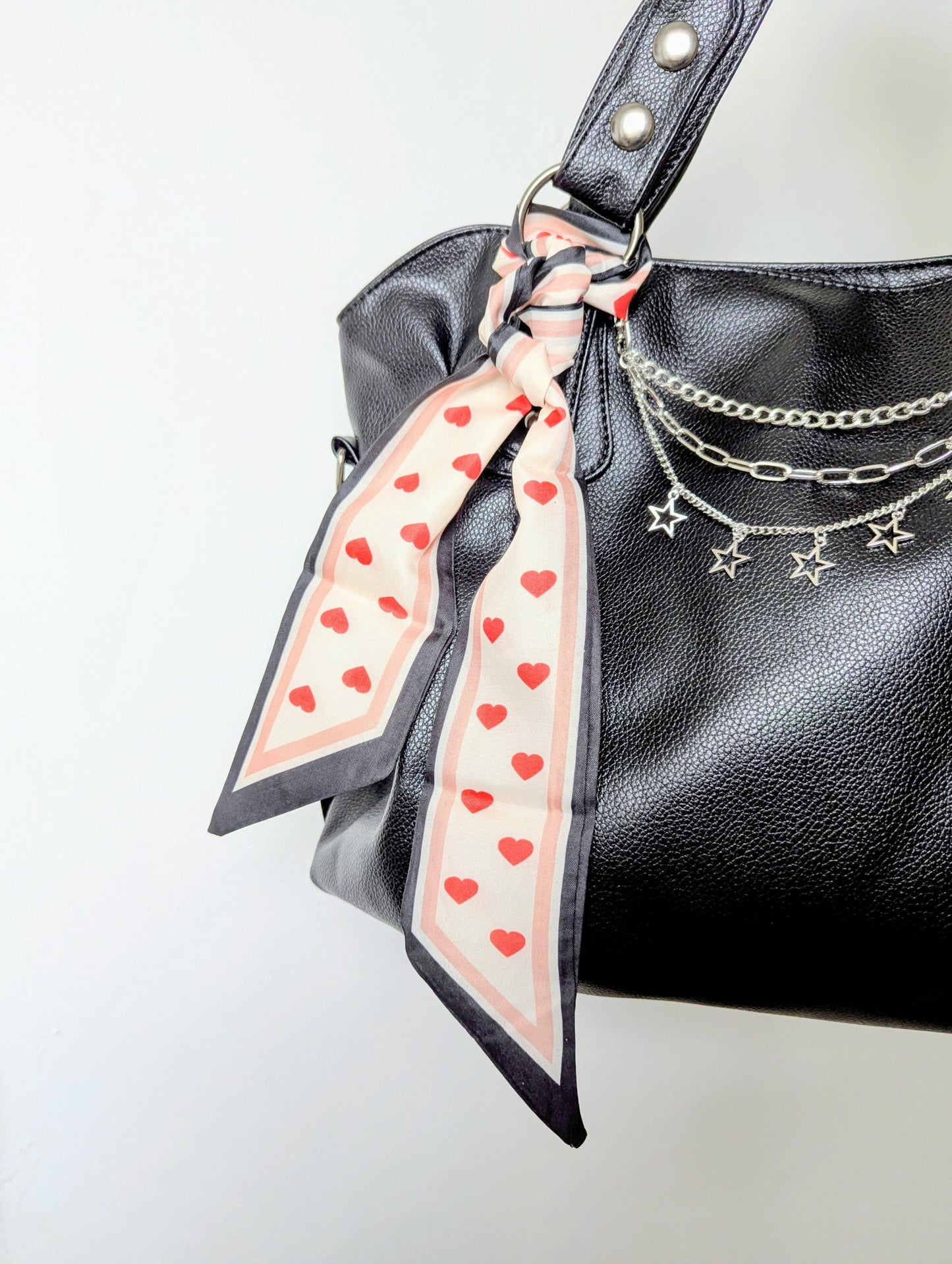 Red Heart Bag and Hair Scarf Romantic Y2K Head Scarf and Bag Accessory