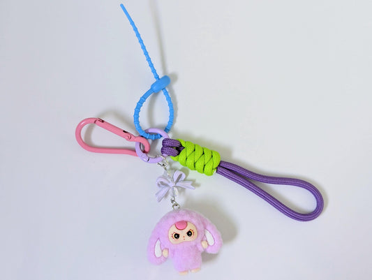 Bunny Keychain and Bag Charm Pastel Y2K Rope Strap Accessory