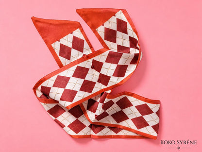 Red Argyle Bag and Hair Scarf and Retro Bag Accessory