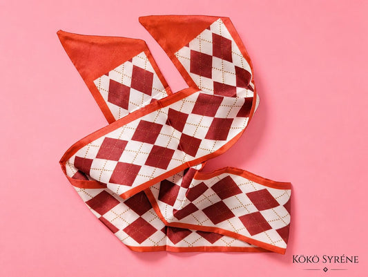 Red Argyle Bag and Hair Scarf and Retro Bag Accessory