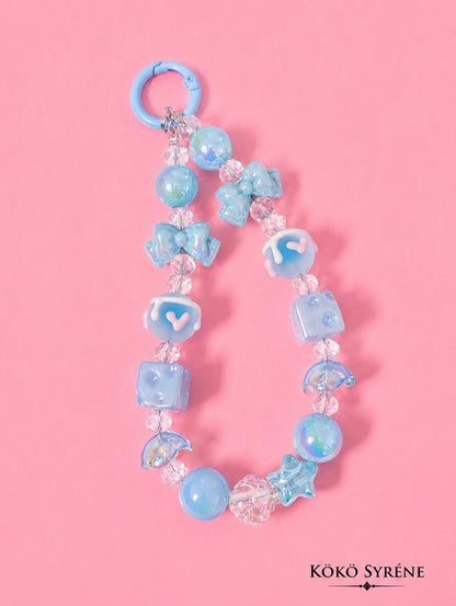 Pastel Blue Beaded Sweet Lolita Phone Strap Charm Y2K Accessory
