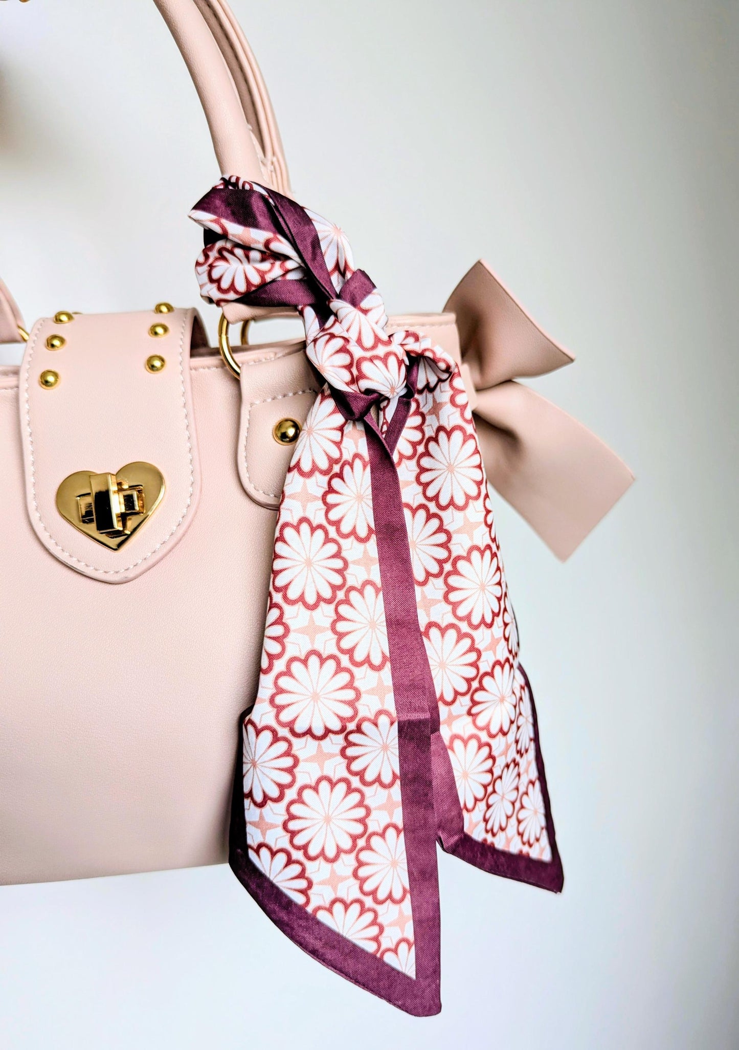 Retro Floral Checkerboard Scarf Y2K Daisy Hair Ribbon Accessory