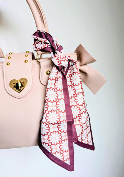 Retro Floral Checkerboard Scarf Y2K Daisy Hair Ribbon Accessory