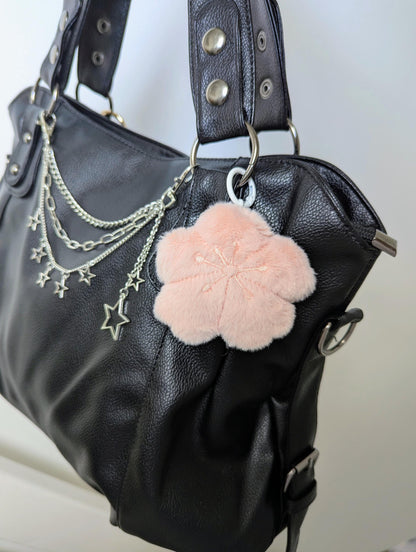 Fluffy Sakura Bag Charm Plush Cherry Blossom Keychain Y2K Accessory