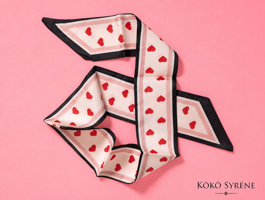 Red Heart Bag and Hair Scarf Romantic Y2K Head Scarf and Bag Accessory
