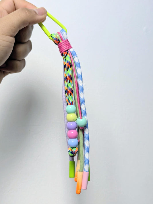 Colourful Rope Keychain and Bag Charm Kawaii Y2K Pastel Beaded Accessory