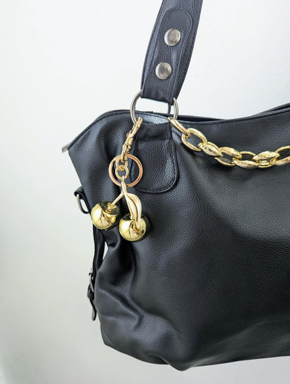 Gold Cherry Keychain and Charm Y2K Bag Glam Fruit Accessory