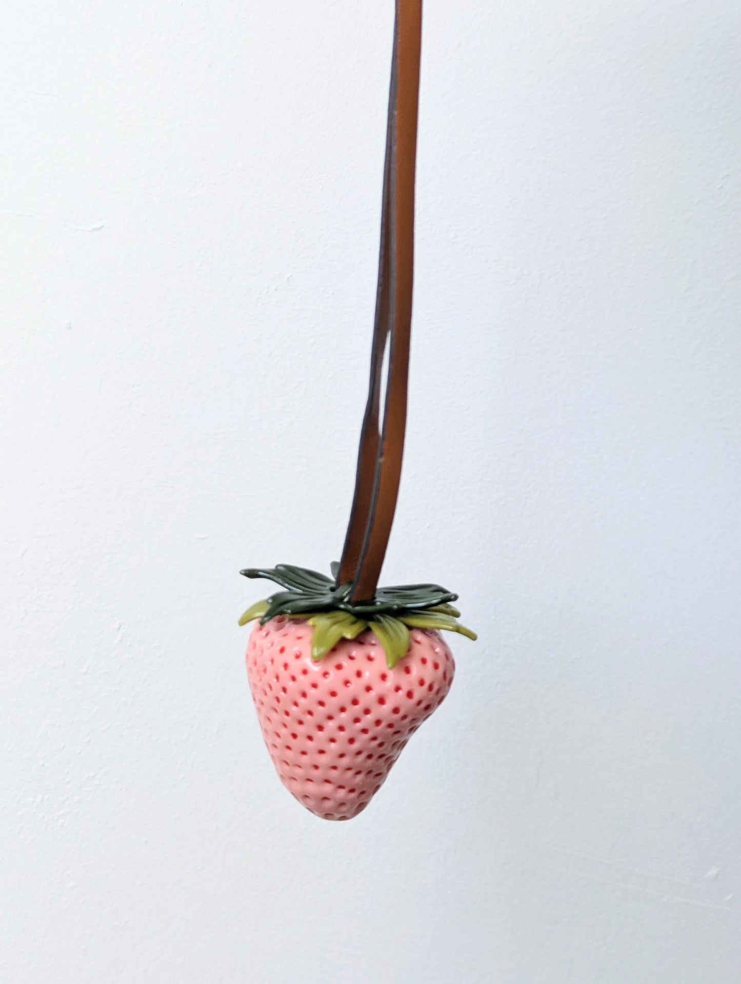 Pink Glossy Strawberry Bag Charm Leather-Style Strap Keychain Y2K Accessory