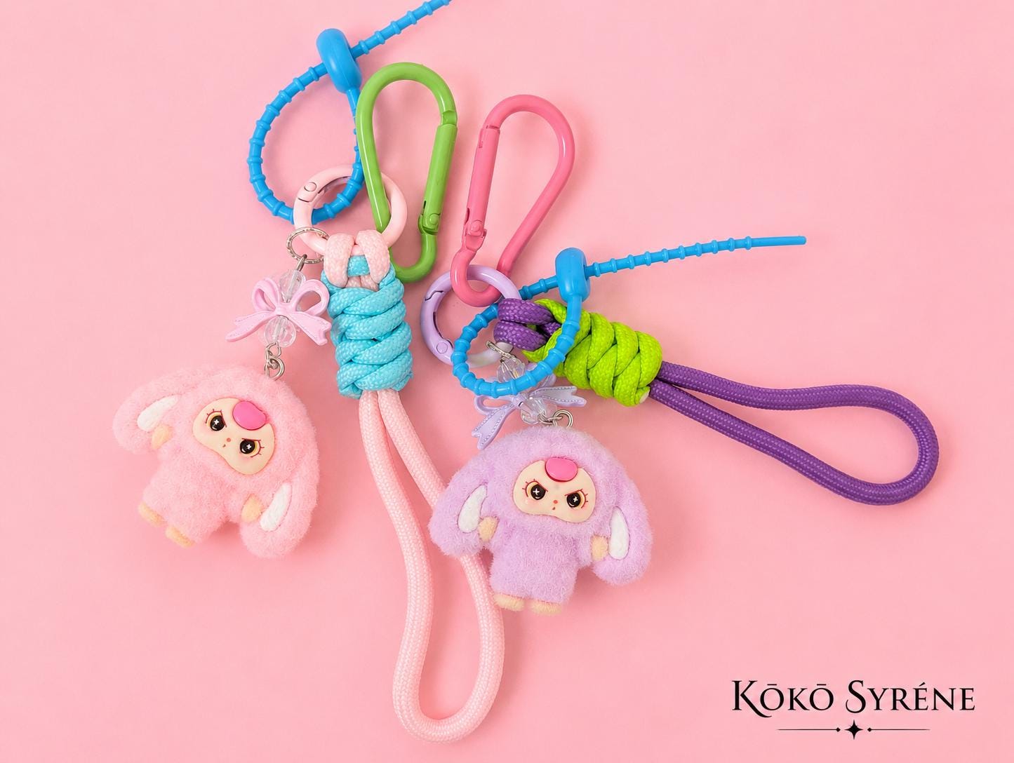 Bunny Keychain and Bag Charm Pastel Y2K Rope Strap Accessory