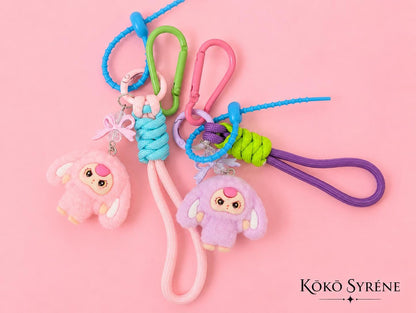 Bunny Keychain and Bag Charm Pastel Y2K Rope Strap Accessory