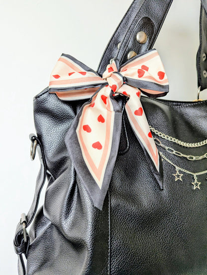 Red Heart Bag and Hair Scarf Romantic Y2K Head Scarf and Bag Accessory