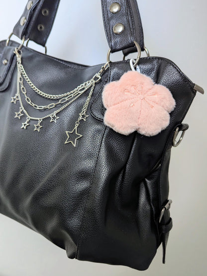 Fluffy Sakura Bag Charm Plush Cherry Blossom Keychain Y2K Accessory