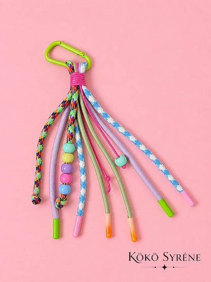 Colourful Rope Keychain and Bag Charm Kawaii Y2K Pastel Beaded Accessory