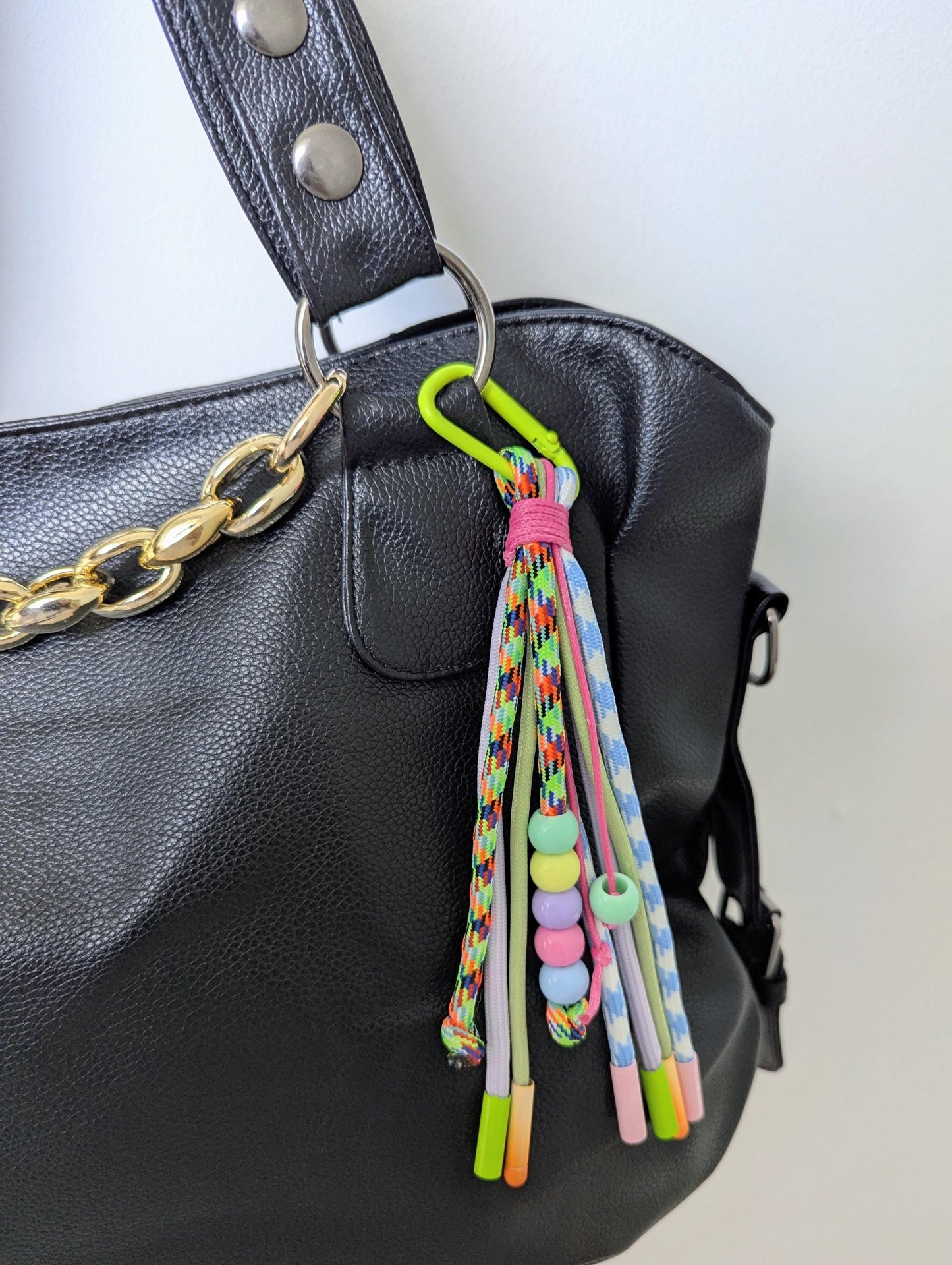 Colourful Rope Keychain and Bag Charm Kawaii Y2K Pastel Beaded Accessory