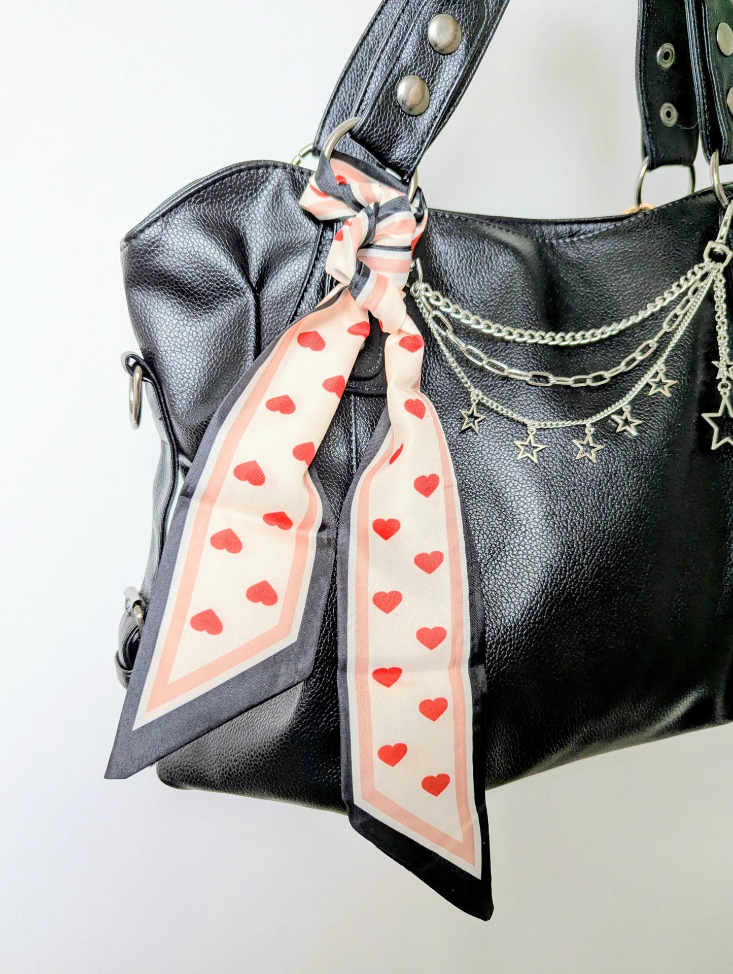 Red Heart Bag and Hair Scarf Romantic Y2K Head Scarf and Bag Accessory