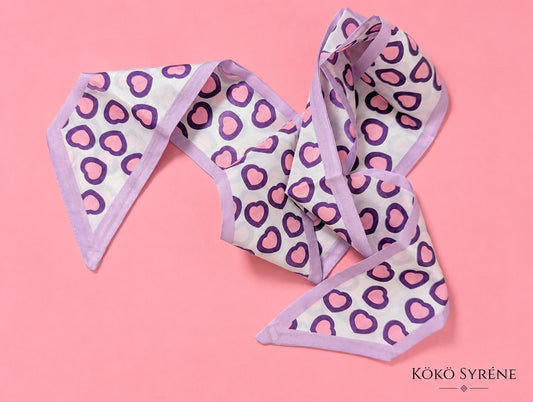 Pastel Purple Heart Hair Scarf and Bag Accessory