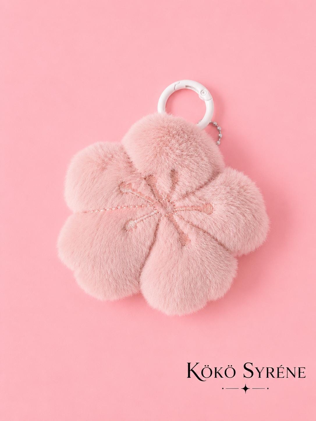 Fluffy Sakura Bag Charm Plush Cherry Blossom Keychain Y2K Accessory