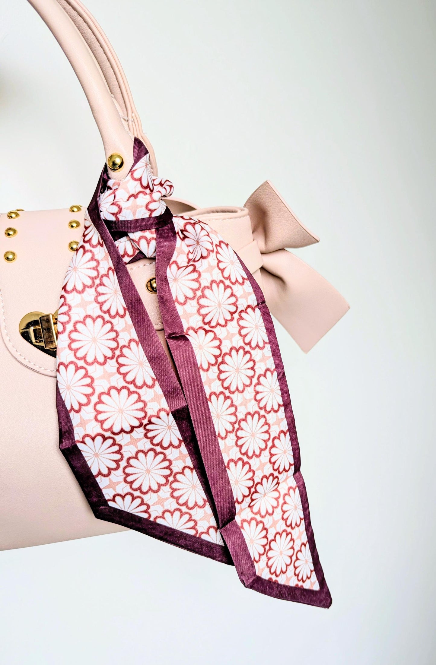 Retro Floral Checkerboard Scarf Y2K Daisy Hair Ribbon Accessory