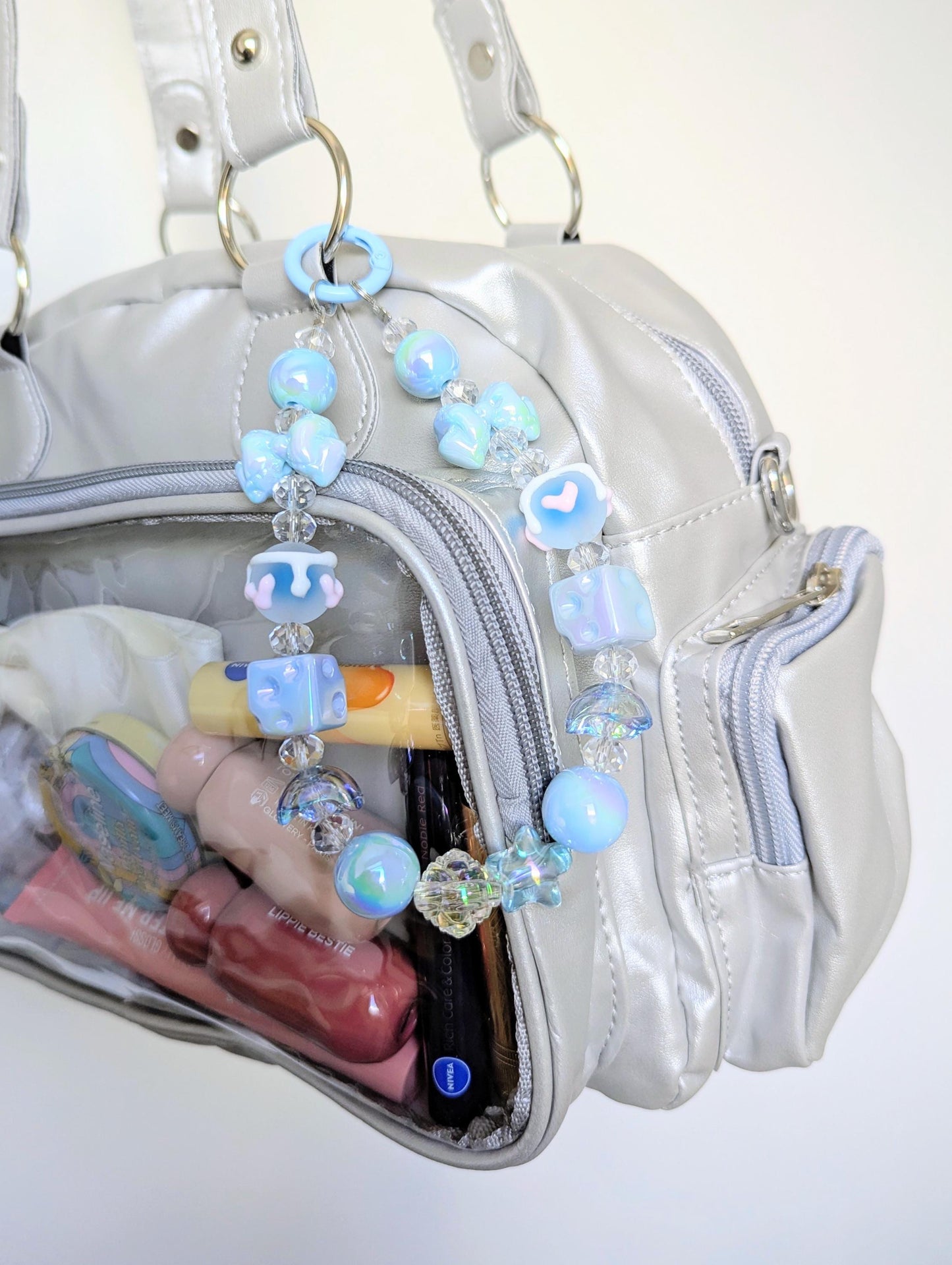 Pastel Blue Beaded Sweet Lolita Phone Strap Charm Y2K Accessory