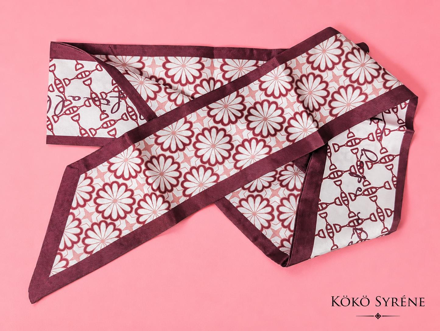 Retro Floral Checkerboard Scarf Y2K Daisy Hair Ribbon Accessory