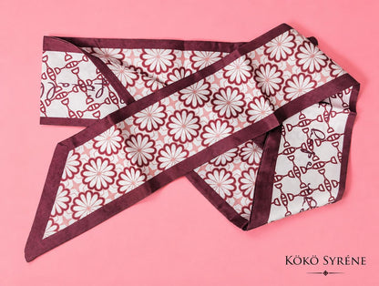 Retro Floral Checkerboard Scarf Y2K Daisy Hair Ribbon Accessory
