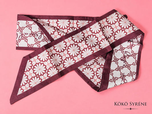 Retro Floral Checkerboard Scarf Y2K Daisy Hair Ribbon Accessory
