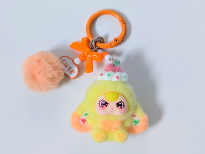 Doll Keychain and Bag Charm with Kawaii Pom Pom Accessory